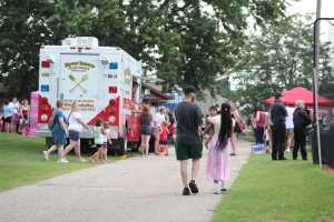 Food trucks were set up along Eat Street at Freedom Fest. Customers could get items ranging from Mexican to pancakes to dirty sodas to snow cones.